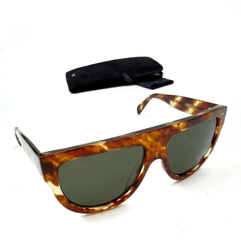 Celine Sunglasses Tortoiseshell Shadow Flat Top Oversized Women CL4001i